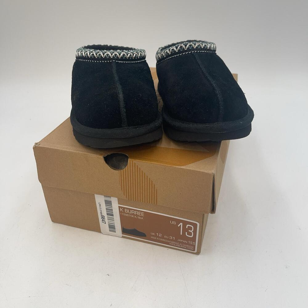 UGG K Burree Slippers Kids Size 13 Black Suede Lined Clog Slip On Winter Cozy